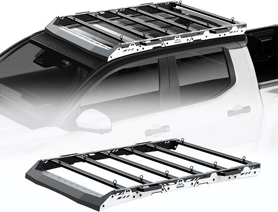Heavy Duty Top Roof Rack Compatible with 2024 2025 2026 Tacoma Double Cab 4 Doors (4th Gen) /No Drilling/Aluminum Crossbar/Anti-Rust/with Slide Groove