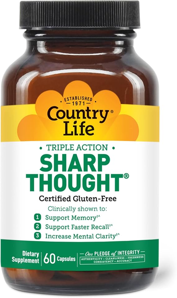 Country Life Sharp Thought Phosphatidylserine with DHA, 60 Capsules