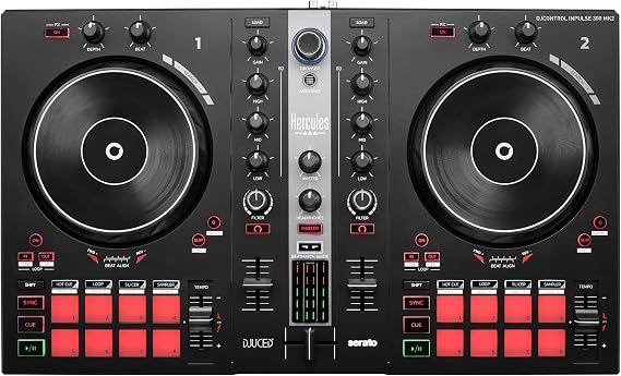 Hercules DJControl Inpulse 300 MK2 USB DJ Controller 2 Decks with 16 Pads and Built-in Sound Card