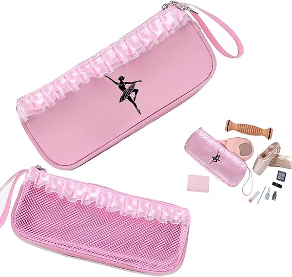 Pointe Shoe Bag Breathable Mesh Ballerina Dance Bag Soft Sole Zipper Ballet Accessories (Mesh Zipper, Pink)