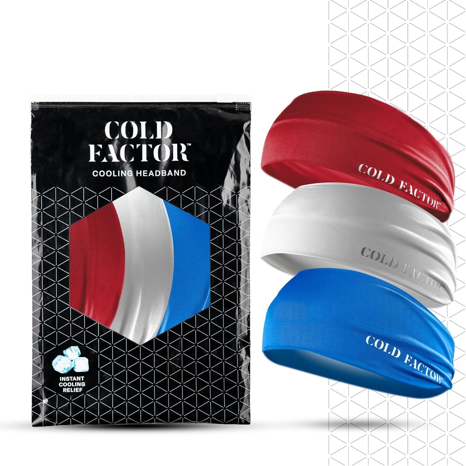 COLD FACTOR Instant Cooling Headbands for Women & Men 3 Pack | Advanced Evaporative Comfort for Sports & Outdoor | UPF 50+ Protection | Ideal for Fitness, Hiking, Yoga, Sweat Band, Running