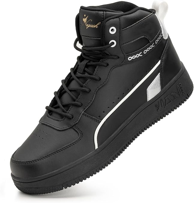 High Top Sneakers for Men - Fashionable and Durable Mens Casual High-Top Sneakers with Premium Leather, Ankle Support for On & Off