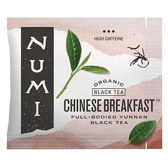 Numi Organic Chinese Breakfast Tea | 100 Black Tea Bags | Full-Bodied Yunnan Black Tea, Malty & Floral | Caffeinated
