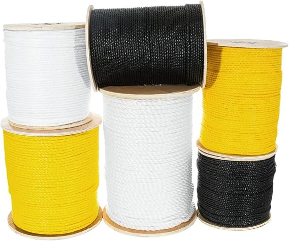 Rope and Cord Twisted Polypropylene Rope Choose from 3 High Visibility Colors Diameters Range from 3/8 in-3/4 in (Black)