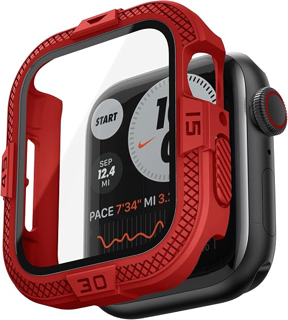 Case Compatible with Apple Watch Case 44mm SE Series 6 Series 5 4, Rugged Tempered Glass Screen Protector Case for 44mm Series SE 6/5/4