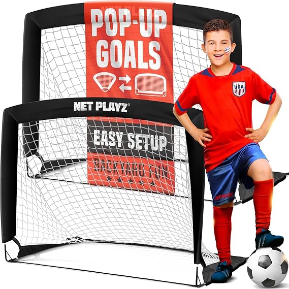 NET Playz 4ftx3ft Easy Fold-Up Portable Training Soccer Goal, 36" D x 48" W x 36" H