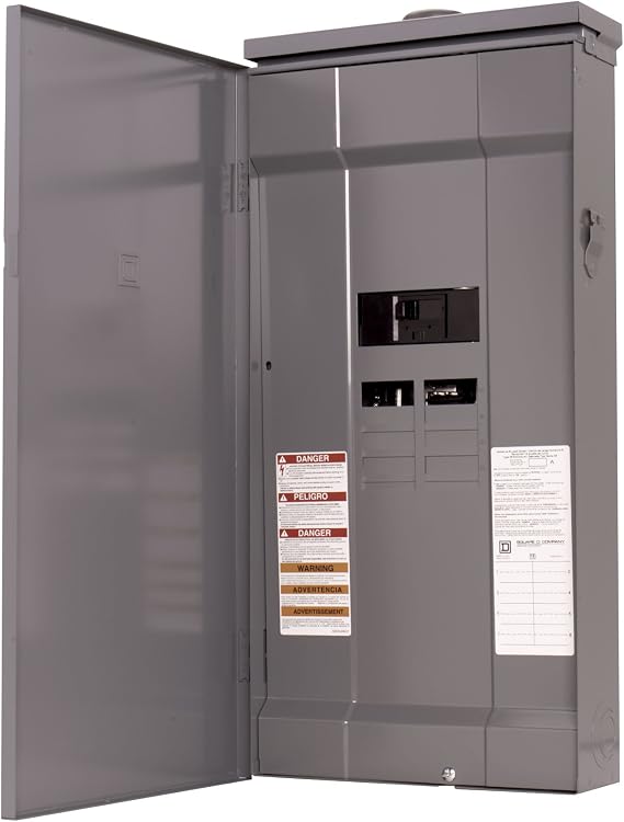 Square D - HOM816M200FTRB Homeline 200-Amp 8-Space 16-Circuit Outdoor Main Breaker Load Center with Feed-Thru Lugs