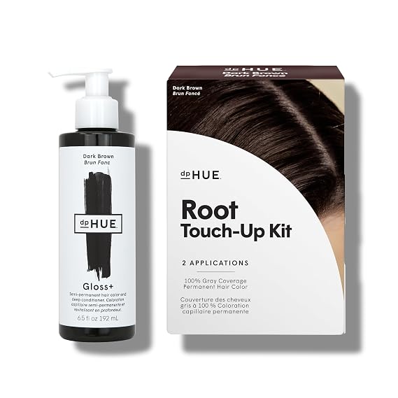 dpHUE Gloss+, Dark Brown (6.5 oz) + Root Touch-Up Kit, Dark Brown - Paraben, SLS & SLES Sulfate Free - Vegan, Leaping Bunny Certified
