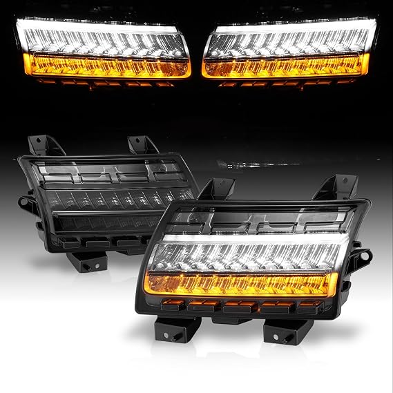 for 2018-2026 Wrangler JL & 20-26 Gladiator JT (Fits Factory Halogen) - Full LED Sequential Turn Signal & Front Fender Parking Light w/Smoked Lens (Pair)