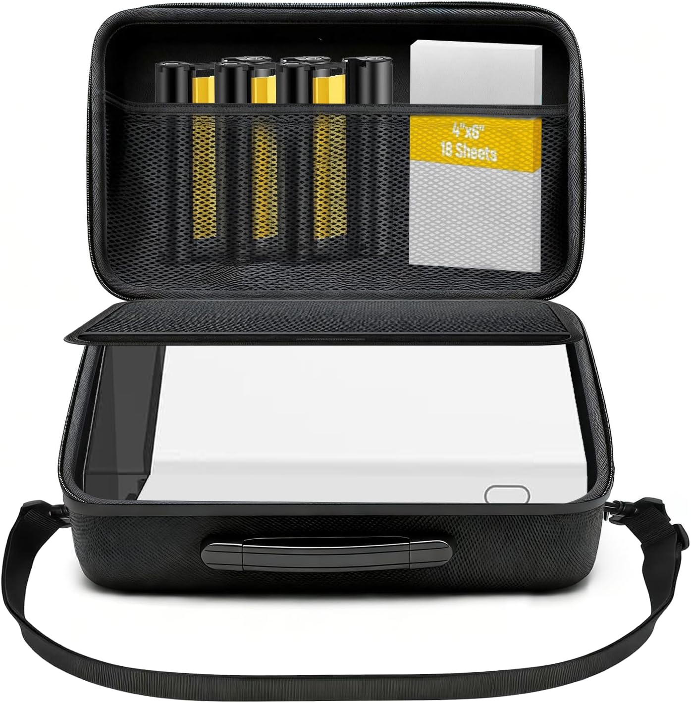 Compatible with Liene PixCut S1 Color Photo Sticker Printer Storage Case, Thermal Printer Organizer, All-in-One Protective Case - Black (Case Only)