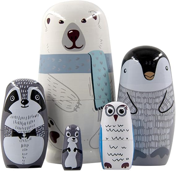 Russian Dolls|Russian Dolls, 5PCS Wooden Stacking Nesting, 5-Tier Cute Educational Traditional for Home Decor for Kids Adults