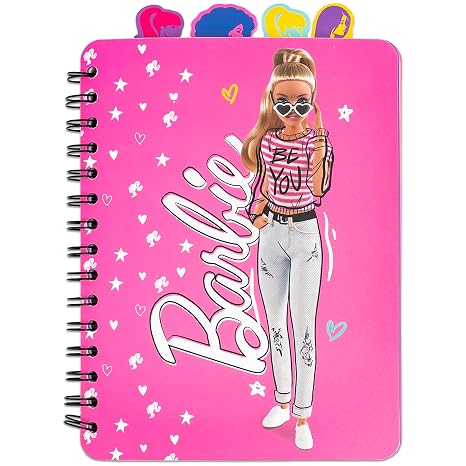 4 Tab Journal: Barbie - 160 Dot Pages, Fashion Themed Spiral Notebook, 4 Stylish Character Dividers, Writing-Notes-Dreams-Doodles, Kids 3+
