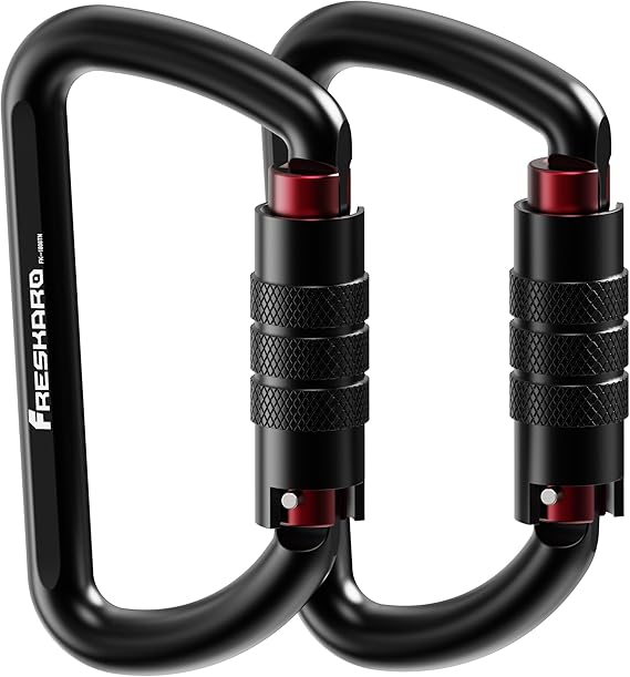 FresKaro 3inch 12kN-2698lbs Auto Locking Carabiner Clips, Solid D Shape, Heavy Duty 7075 Aluminum, Lightweight 1.09oz, Rust Proof, for Hammock, Hiking, Dog Leash, Keychain etc., Multi-Colors