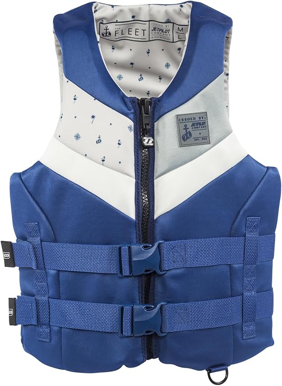 Jetpilot Fleet Neoprene Coast Guard Approved Life Jacket PFD (NVY/WHT, XL/2XL)