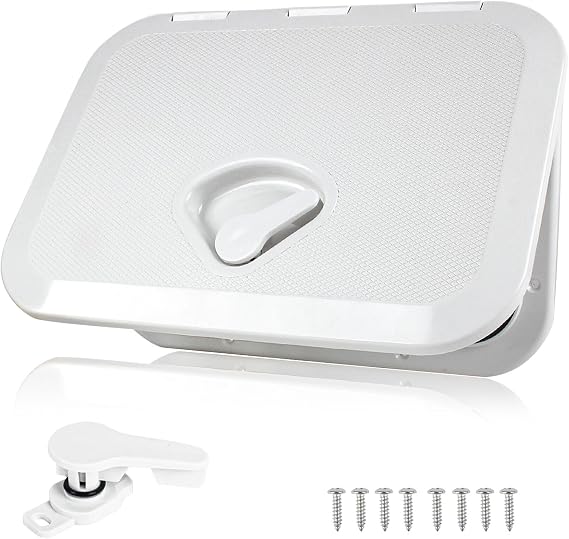 Boat Hatch Boat Deck Access Hatch & lid 14-3/4"x10-5/8,Marine Inspection Hatch Access Hatch Rectangle,Inspection Hatch Cover Deck Hatch Deck Plate Hatch for Marine Caravan RV(White)