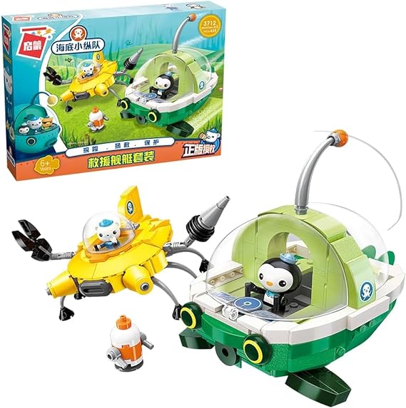 LITTLE FROGGY Toys Octonaus Building Blocks Set Ocean Adventure Playset GUP-E Guppy GUP-D Mobula Barnacle Pesos Vehicles & Figures For Ages 6+ Fits Lego Bricks 429 Pieces 3712