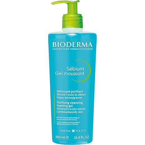 BIODERMA Sébium Gel Moussant - Gentle Cleansing - Removes Excess Sebum and Impurities - Combination Skin to Oily Skin - Recommended by Dermatologists - Pump Bottle 500 ml
