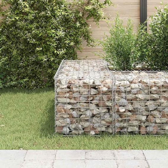 Steel Wire Cube Gabion Raised Bed Planter Box 19.7x19.7x19.7 Inch Outdoor Garden Flower Beds Sturdy Welded Mesh with Cover