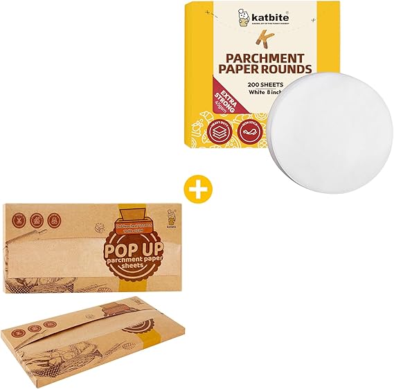 Pop up parchment paper sheets 10x15 in & parchment paper rounds 8 in