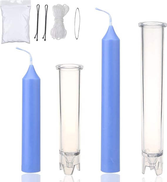 MILIVIXAY 2PCS Taper Candle Molds - Pillar Candle Molds - Perfect for Making Emergency Candles, Chime Candles, Table Candles-Including 30 Ft Wicks,1pc Wire and 2pc Wick Clips.