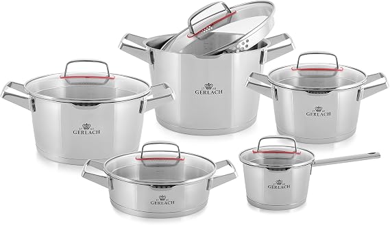 Gerlach Cookware Set Made 18/10 with 10 Elements Superior-, Stainless Steel
