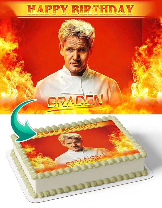 CAKECERY Gordon Ramsay Master Chef Edible Cake Image Topper Personalized Birthday Cake Banner 1/4 Sheet