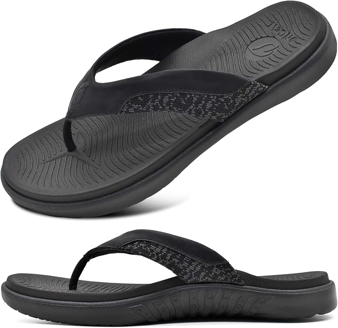 ONCAI Mens Flip Flop Open Toe Athletic Straps Orthotic Summer Plantar Fasciitis Sport Sandals with Soft Cushion Arch Support Size 7.5-15
