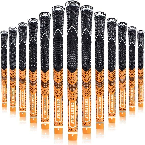 Crestgolf Multi -Compound Golf Grips, Standard/Mid Size All-Weather Control Thread Technology Rubber Combine with Cotton Yard, Anti-Slip, 13PC Golf Club Grips for Men And Women