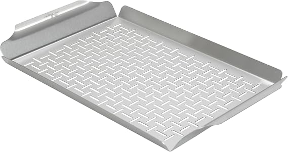 LITTLE GRIDDLE - Large Pro Grill Pan, High sidewalls with built-in handles, Stainless Steel Material, Big Food Capacity and Vented Design - Durable and Easy to Clean
