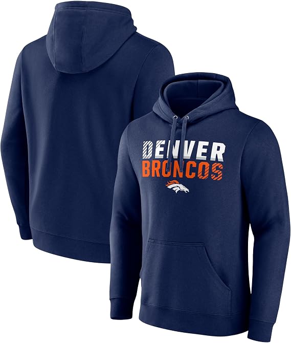 Fanatics Men's Navy Denver Broncos Team Fade Out Fitted Pullover Hoodie