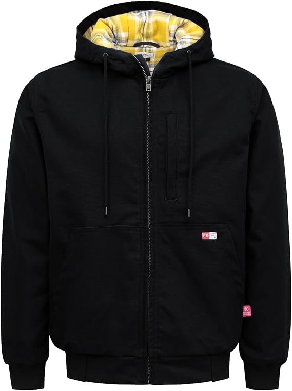 TICOMELA FR Jackets for men Flame Resistant Duck Hoodies Insulated Hooded Coat Outwear Water Repellent Oil Resistant