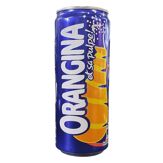 Orangina et sa Pulpe - French Imported Orange Pulp Soda Tall Cans (6 Pack, Total of 69oz)