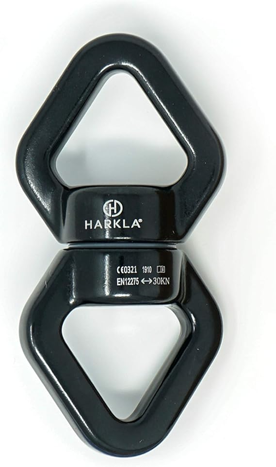 Harkla Swing Swivel (30 kN, 6,744 lbs Rated Breaking Point) - Aviation Aluminum Magnesium Alloy Rotational Device for Swing or Aerial Rig - Frictionless 360 Degree Eye to Eye Swivel
