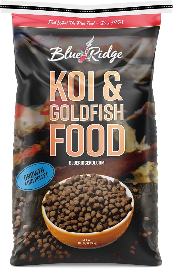 Blue Ridge Koi Fish Food, Growth Formula Mini, 1/8" Pellets, 25 lb