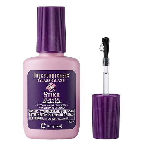 Backscratchers Glass Glaze Stikr Resin - Strong Adhesive for Nail Wraps, Nail Tips, Nail Extensions, Fake Nails, Press on Nails - 8 Grams
