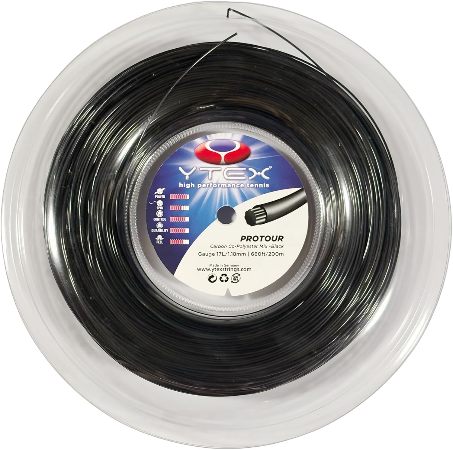 YTEX Protour Black Tennis Racquet String - Set and Reel 17L