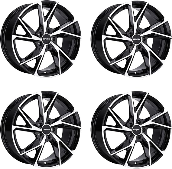 4x Carmani alloy rims 23 Rudi 8.5x19 ET45 5x112 black polish compatible with Audi A3 A4 A6 A8 Q2 Q3 Q4 RS3 TT
