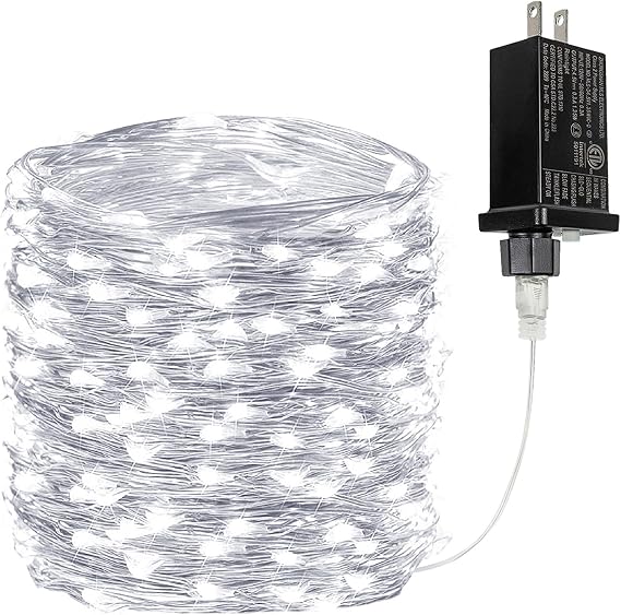 66FT 200 LED Fairy Lights Plug in, 8 Modes Twinkle Lights Cool White