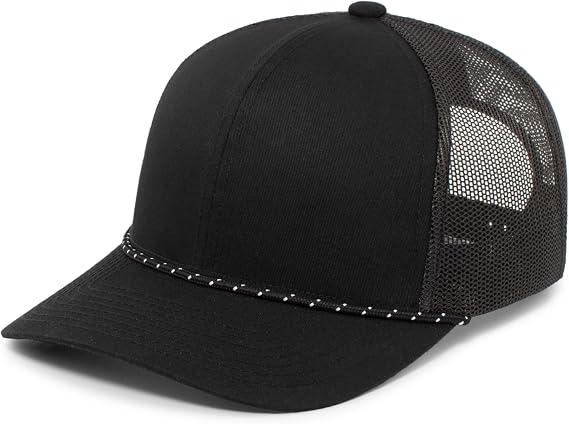 Pacific Headwear Unisex Adult Pacific Headwear Trucker Snapback Braid Cap Cotton Blend Mesh Hat, Pro Model Fit and Curved Visor for Everyday Wear