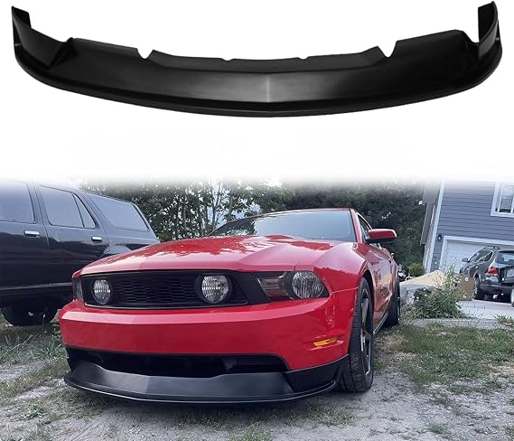 ST Style Unpainted PU Front Bumper Lip for 2010-2012 Ford Mustang GT V8 | Brand of Hyper Glory, ST Style, PU, Unpainted Black, Front Bumper Lip Splitter Chin Guard, Front Air Dam Chin Spoiler