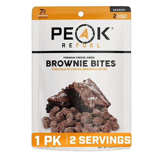 Peak Refuel Fudge Brownie Bites, Freeze Dried Camping Trail Snack, 1 Pouch