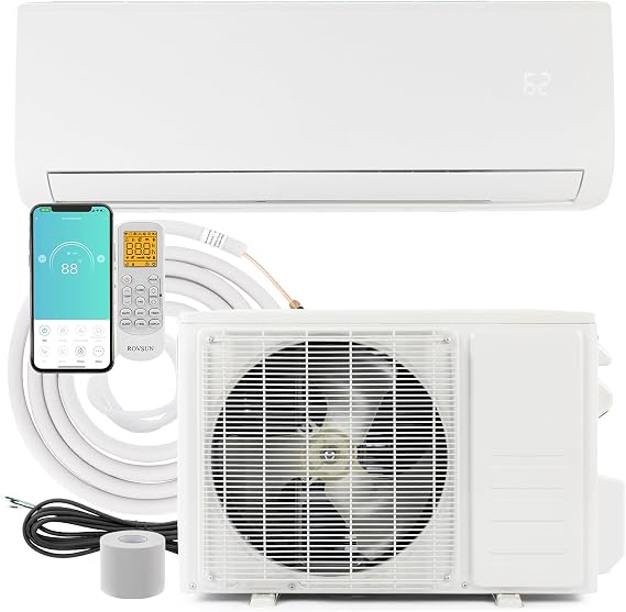 Bonnlo 12,000 BTU Ductless Mini Split AC/Heating System, 230 V / 21 SEER Split-System Wall Air Conditioner Pre-Charged Inverter Heat Pump with 16ft Installation Kit