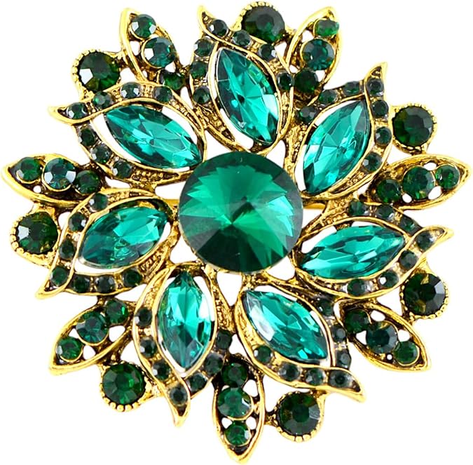 Alilang Crystal Rhinestone Bridal Flower Wreath Brooch Pin Necklace for Weddings Christmas