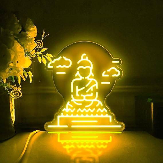 Buddha Led Light Box, Asian Buddha Wall Art Decor, Desktop Decorations, Bedroom Decor (RGB Light, Large Size)