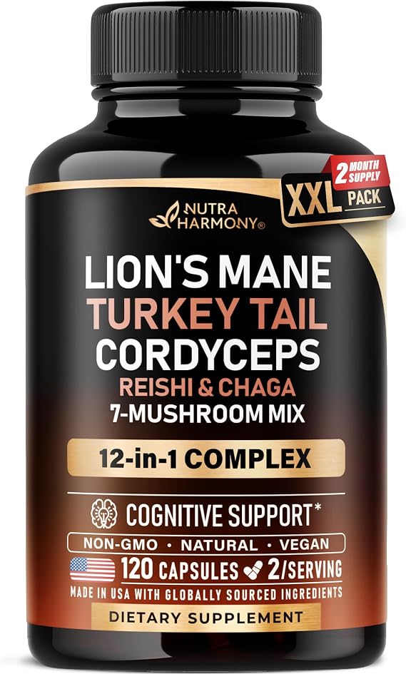 Mushroom Supplement - Mushroom 12in1 Complex - for Women & Men - 120 Caps