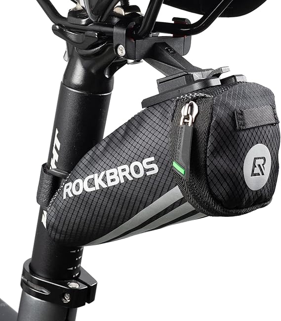 ROCKBROS Bike Saddle Bag Bike Seat Bag Bicycle Seat Bag Cycling Seat Pack Under Seat Pouch Mini Saddle Bag MTB Route Bike Strap Quick Release Black