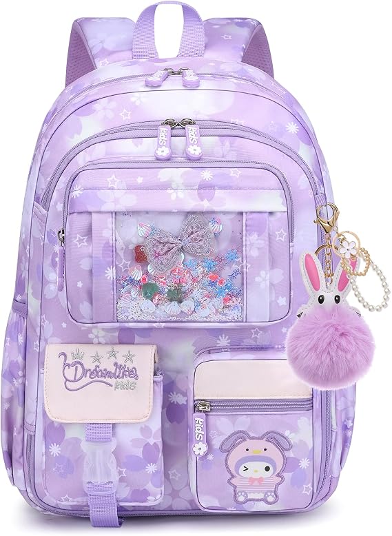 KEBEIXUAN Girls Backpack, Cute Kids Bookbag for Elementary School Students