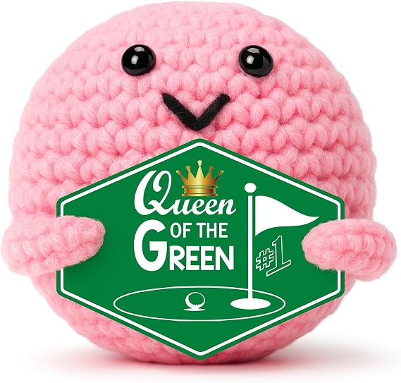 Birthday Golf Gifts for Women - Queen of The Green, Handmade Inspirational Golf Accessories for Woman Golfers, Cute Pink Christmas Bosses Day Golf Ball Present for Boss Female Lady Girls