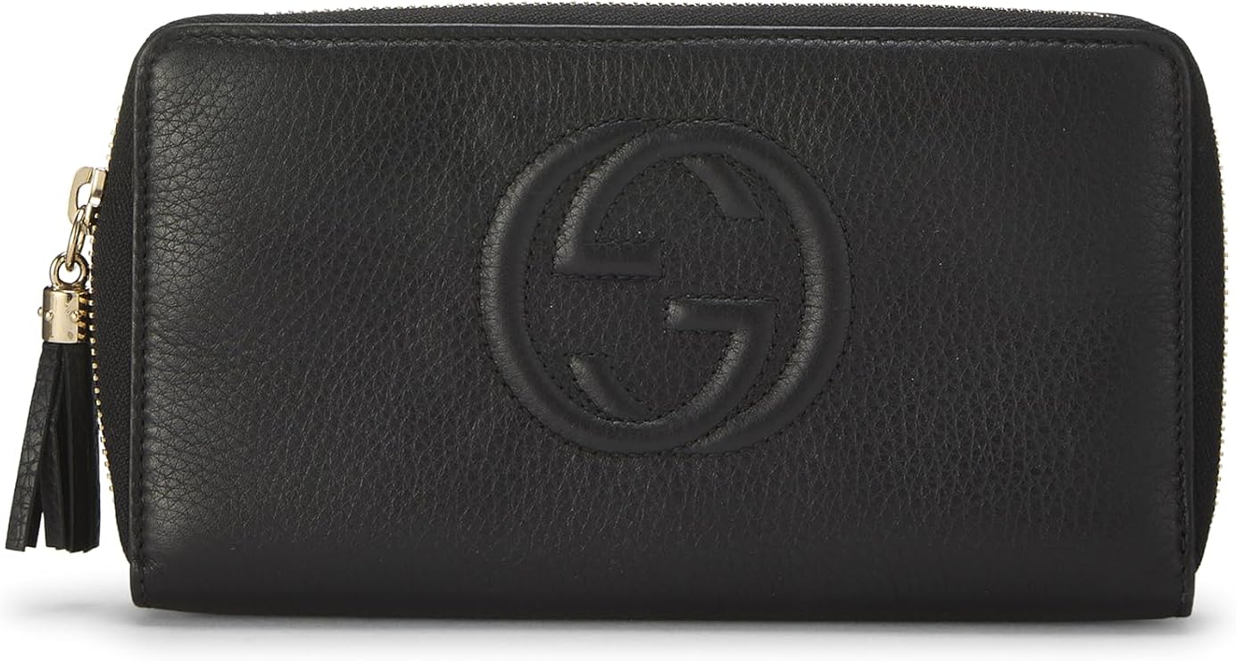 Pre-loved Black Leather Soho Zip Around Wallet, Black