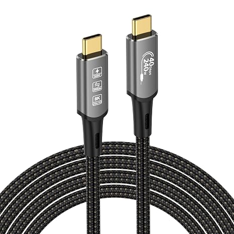 USB4 Cable with Thunderbolt 4, 240W Charging & 40Gbps Data Transfer, Supports 8K@60Hz & 4K@120Hz HDR, PD3.1, USB C to USB C, for MacBook M1/M2/M3, Mac Studio, Laptops & Monitors